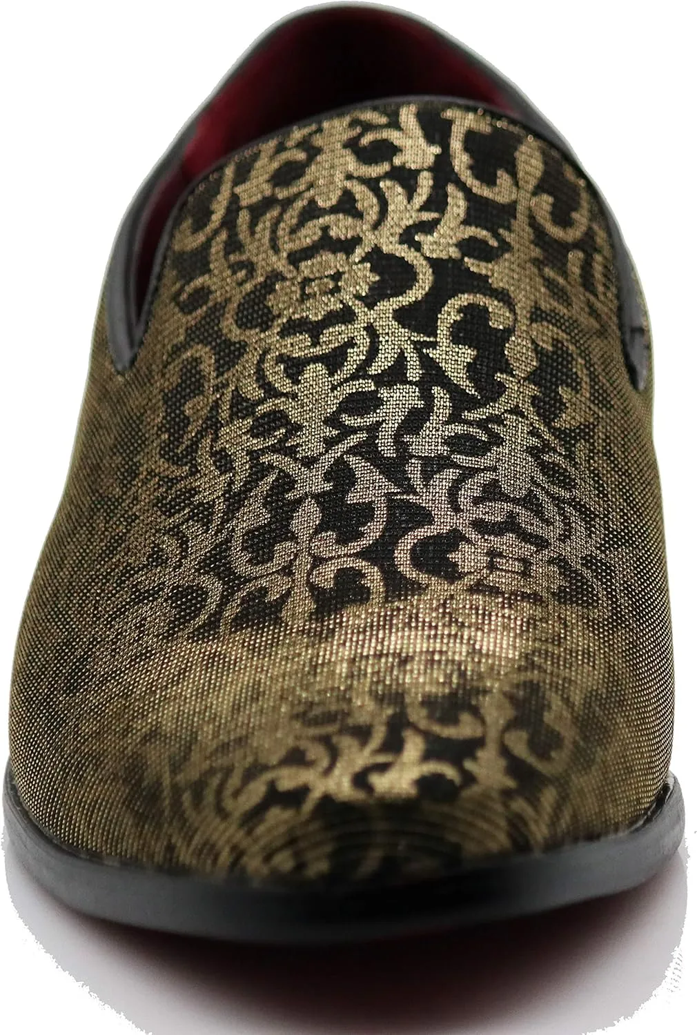 ARK1 Men's Vintage Satin Silky Floral Fashion Dress Loafer Slip On Tuxedo Formal Dress Shoes Designer
