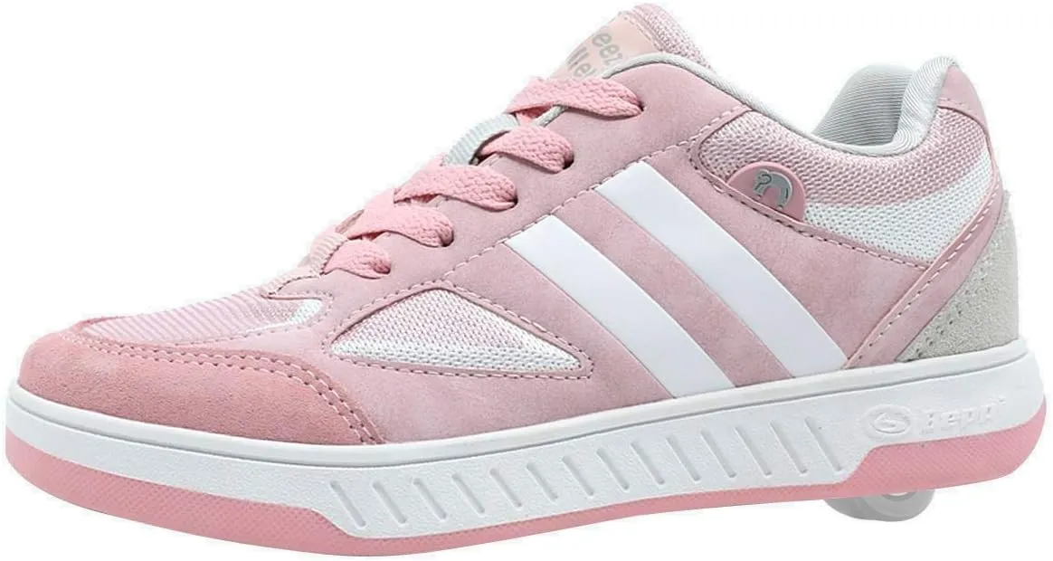 Beppi Roller Sneakers for Girls & Boys –Skate Shoes with Wheels Pink/White, Size 12