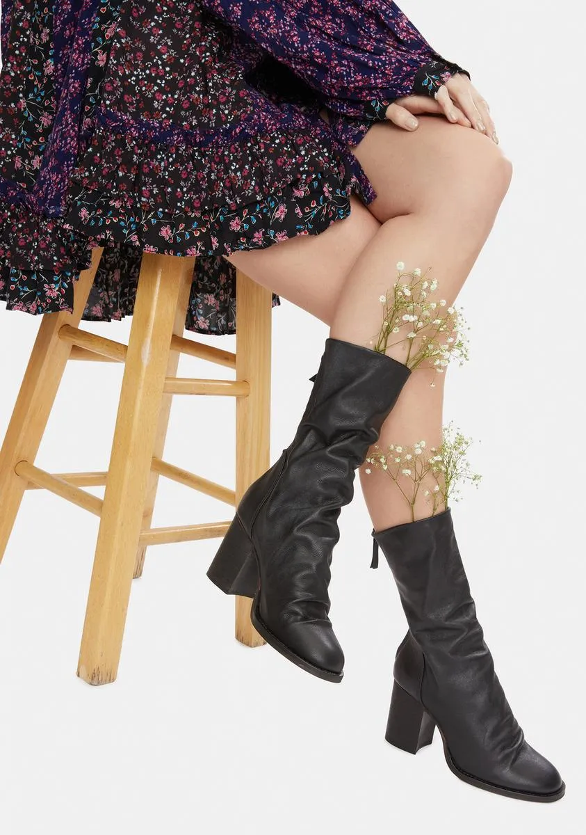 Black Elle Block Heel Boots