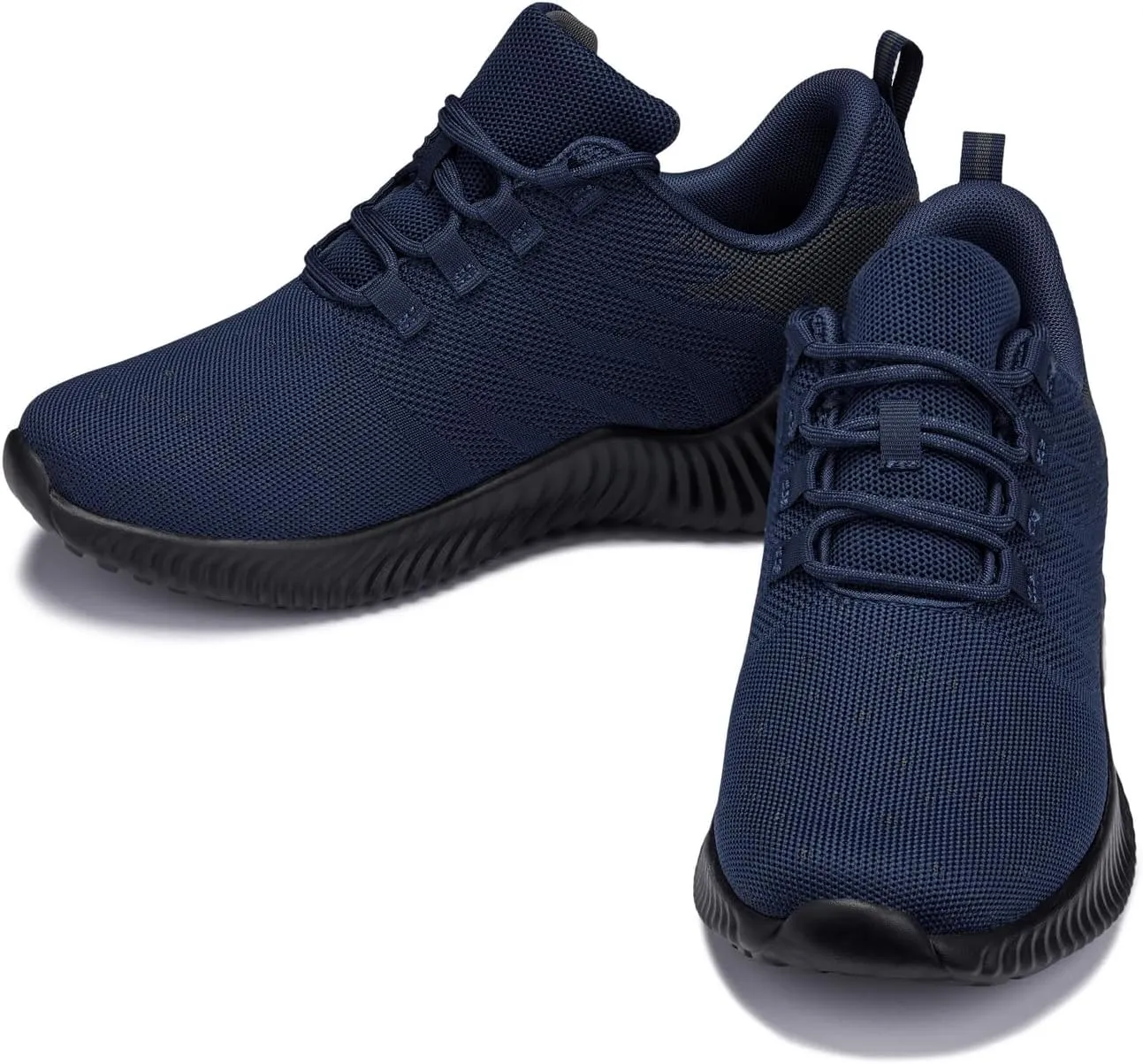 CALTO Men's Invisible Height Increasing Elevator Shoes - Navy/Blue Ultra Feather Lightweight Sporty Sneakers - 2.8 Inches Taller - Q217 - Size 11 D(M) US