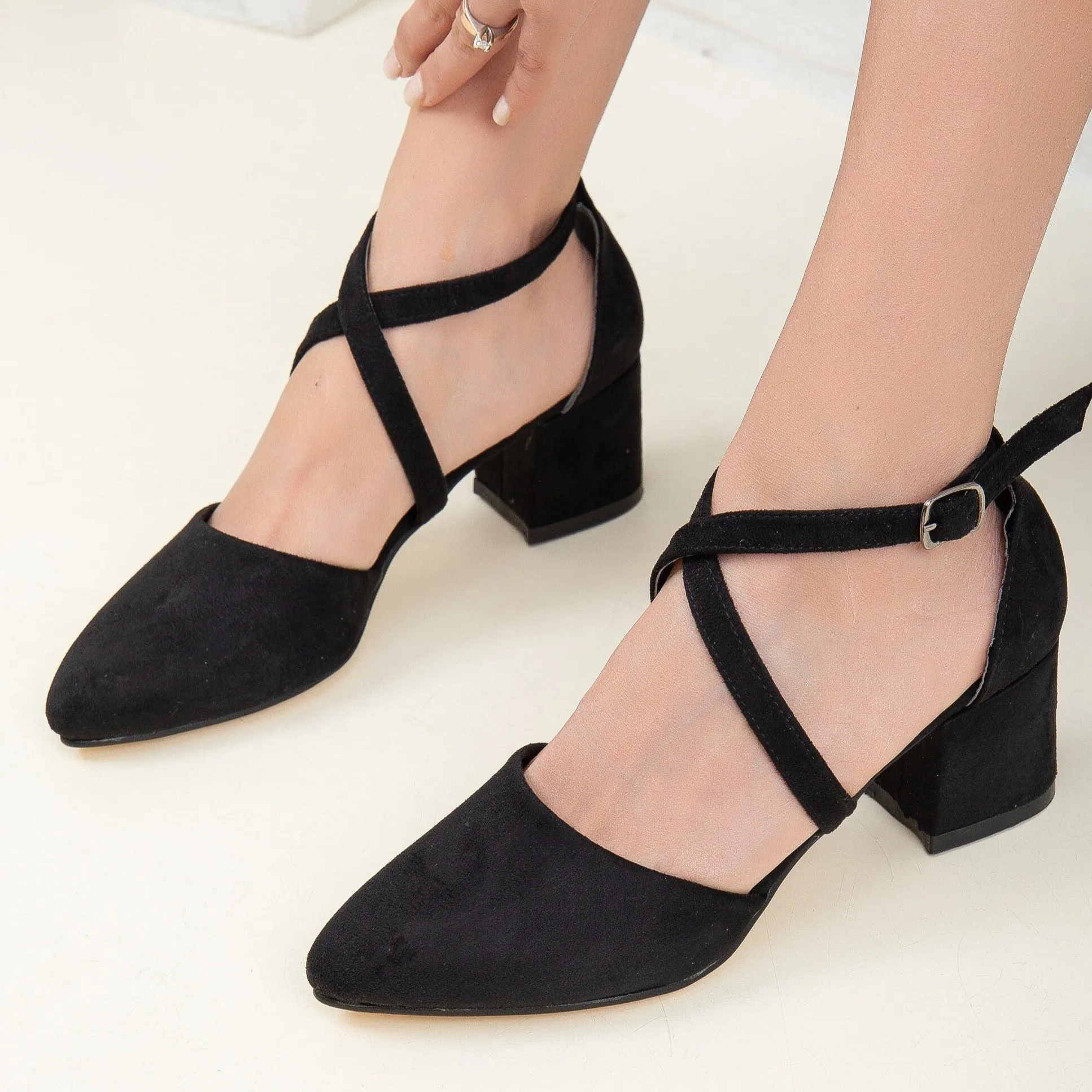 Dolly - Black Suede Heels