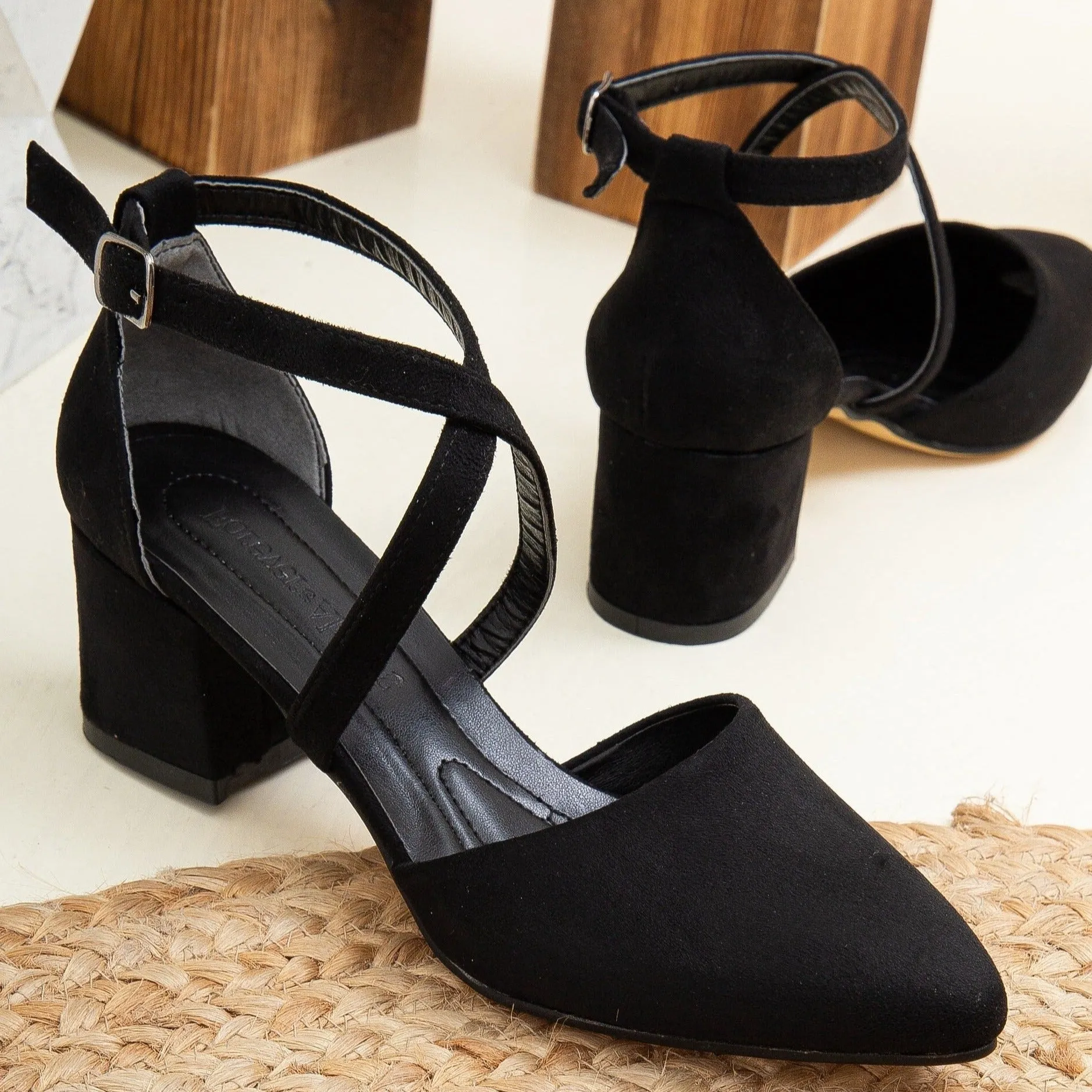 Dolly - Black Suede Heels
