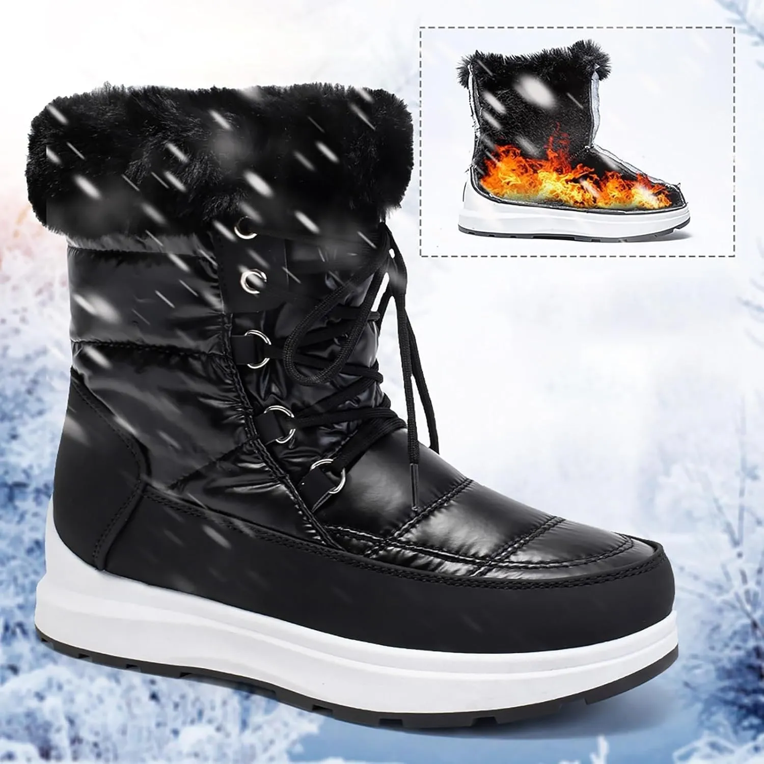 Fashion Snow Boots for Women Flat Flat Keep Warm Snow Boots Comfortable Mid Boots Shoes Womens Snow Boots