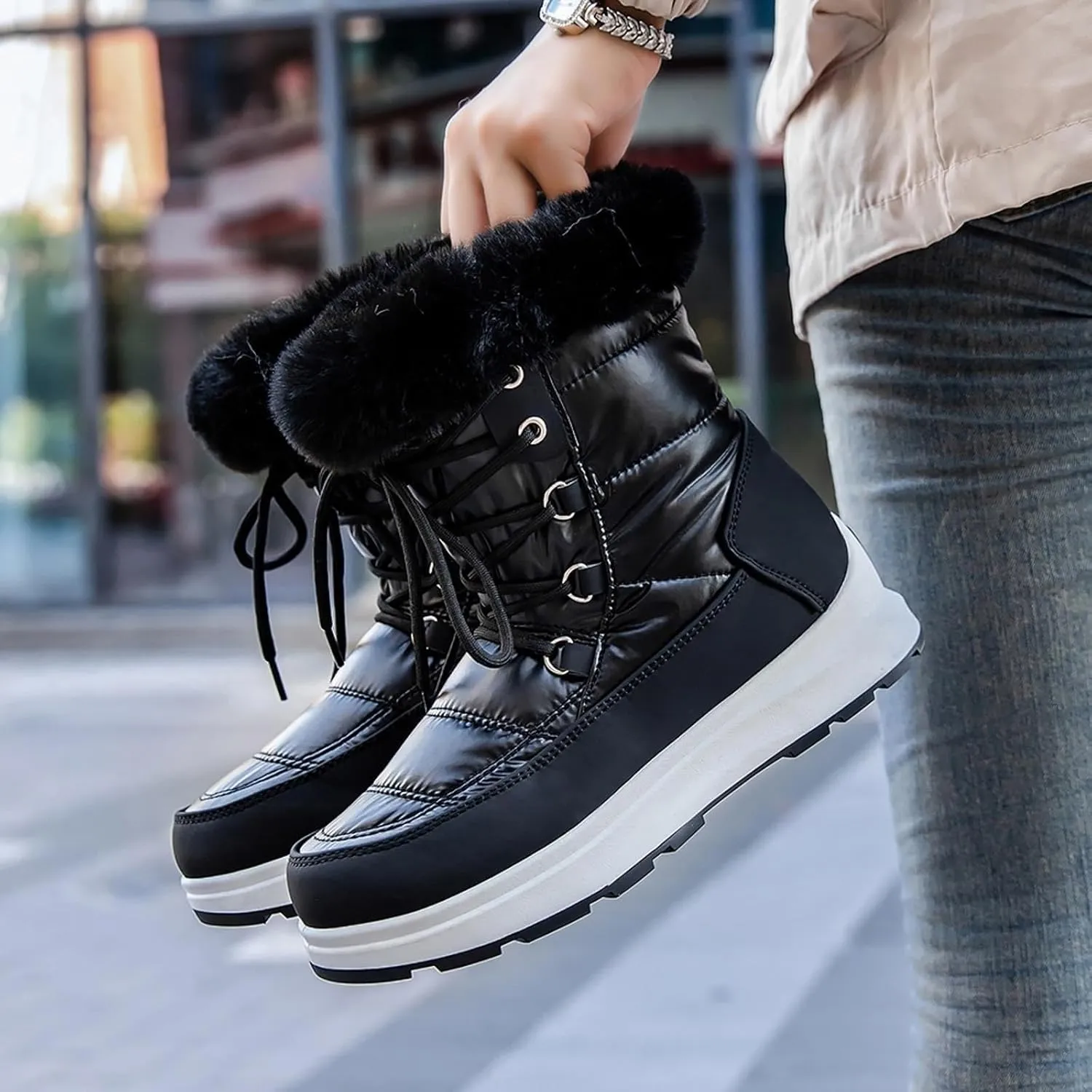 Fashion Snow Boots for Women Flat Flat Keep Warm Snow Boots Comfortable Mid Boots Shoes Womens Snow Boots