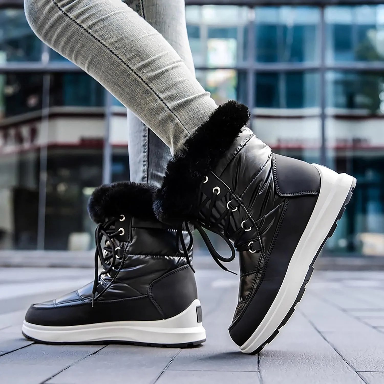 Fashion Snow Boots for Women Flat Flat Keep Warm Snow Boots Comfortable Mid Boots Shoes Womens Snow Boots