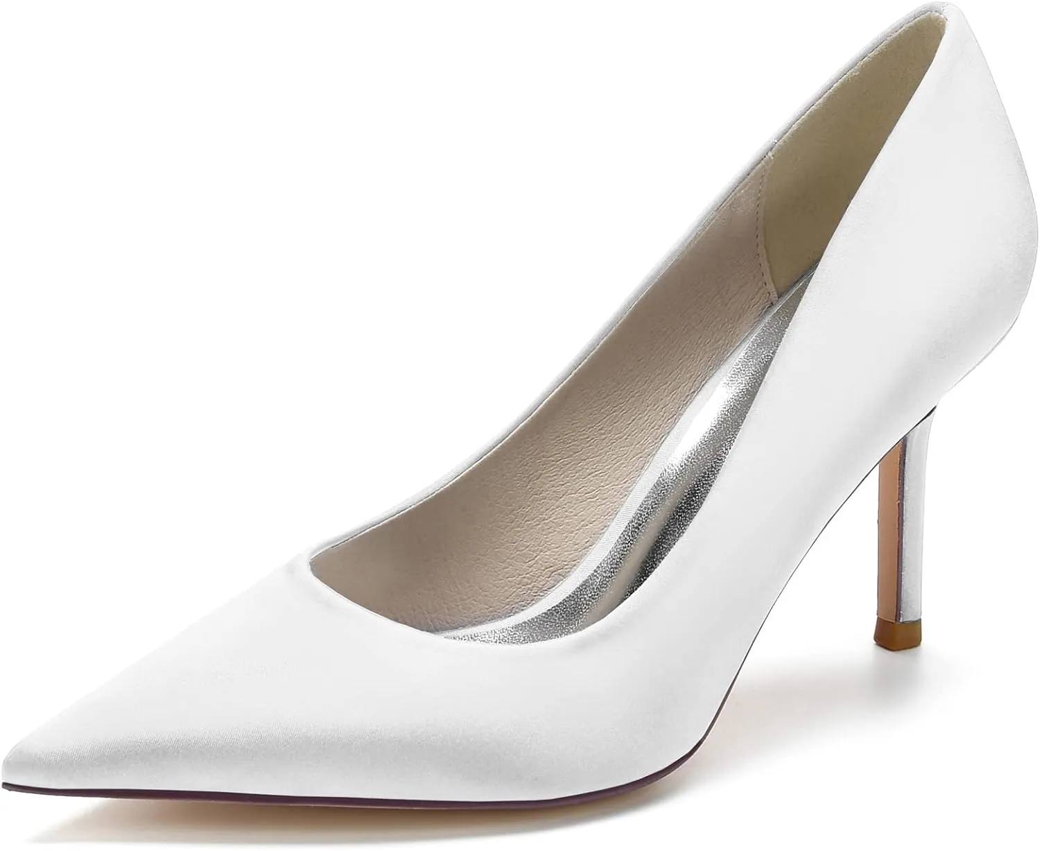 FufoneUS Wedding Bridal Shoes Women's Stiletto High Heel Dress Pumps Pointed Toe Evening Party Shoes,White,10