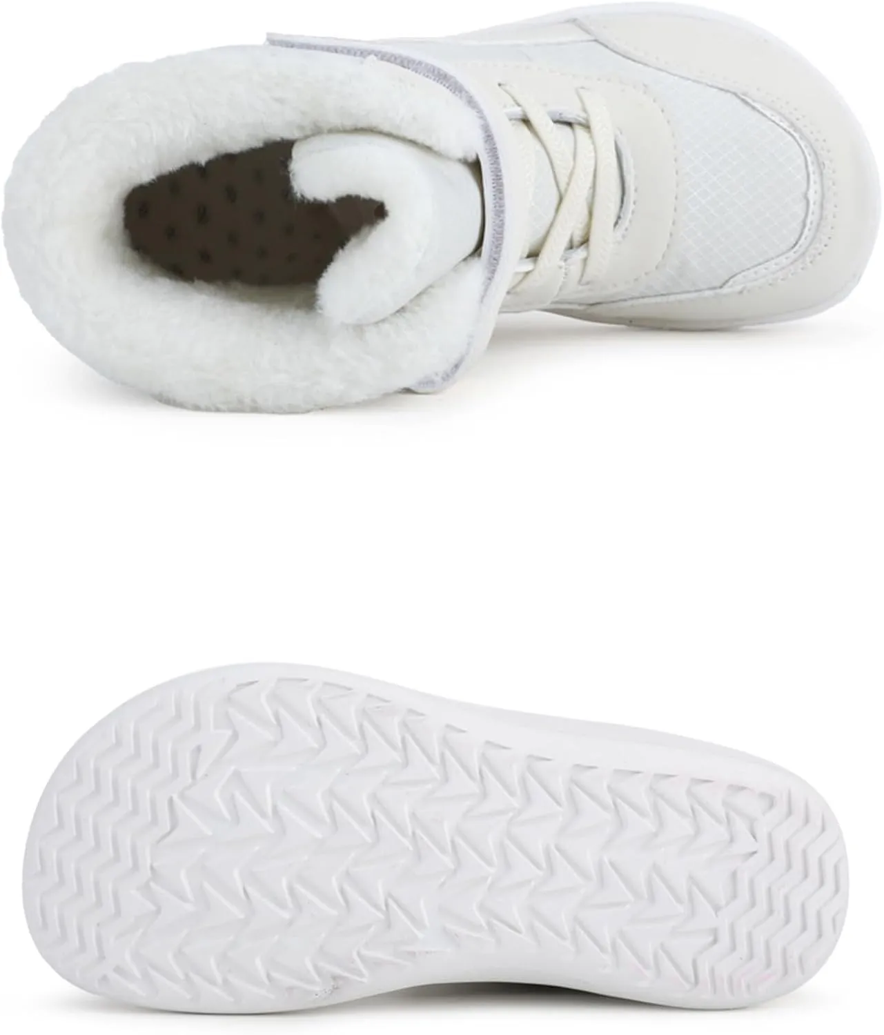 Fuzzy Snow Boots For Big Kids Open Toe Winter Shoes Outdoor Ski Non Slip Warm Booties Ankle Barefoot Flat Shoes