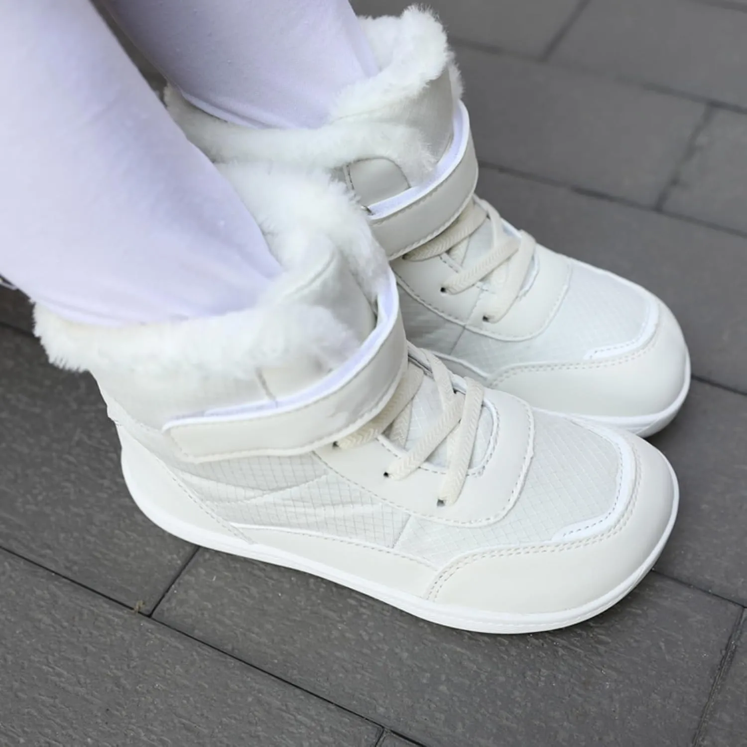 Fuzzy Snow Boots For Big Kids Open Toe Winter Shoes Outdoor Ski Non Slip Warm Booties Ankle Barefoot Flat Shoes