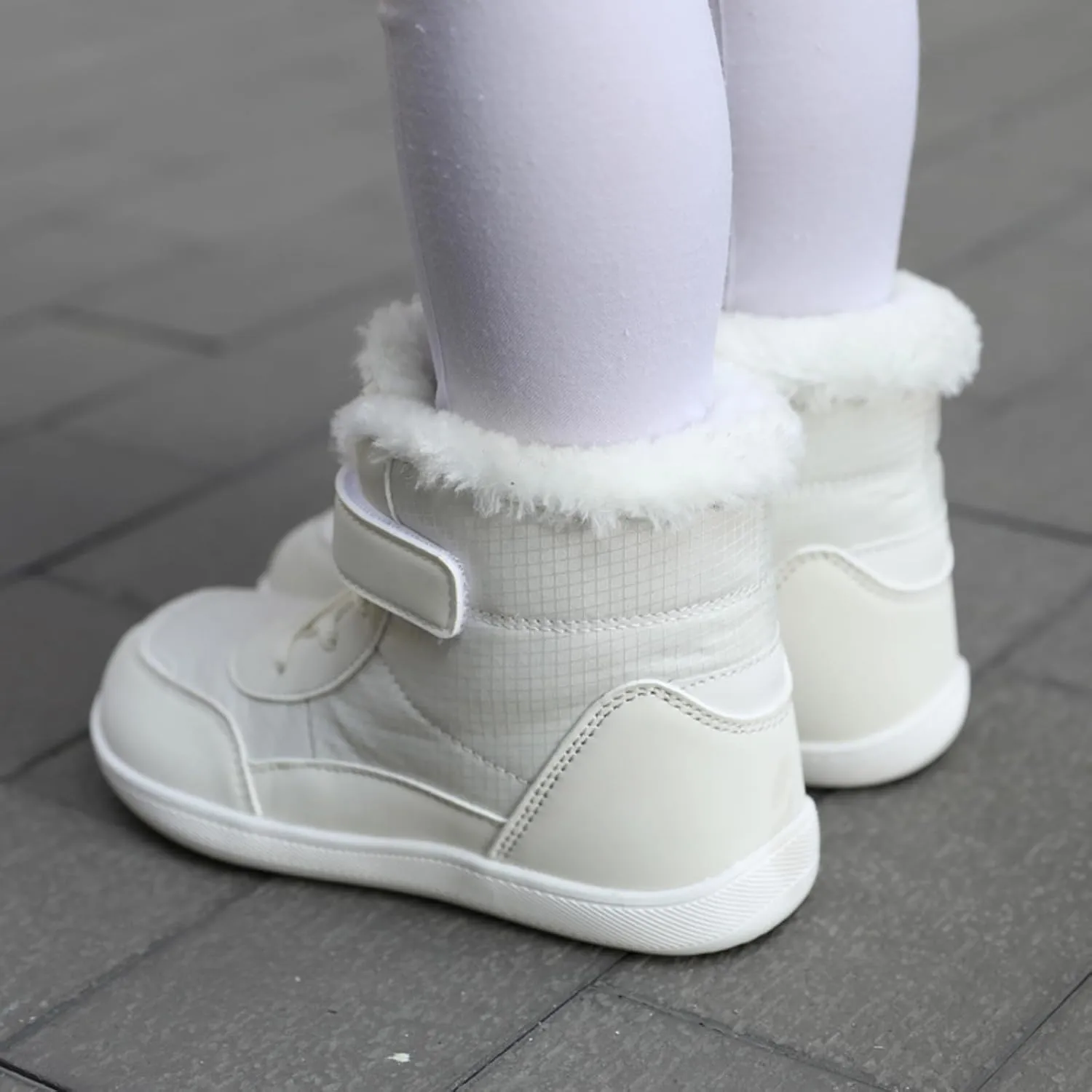 Fuzzy Snow Boots For Big Kids Open Toe Winter Shoes Outdoor Ski Non Slip Warm Booties Ankle Barefoot Flat Shoes