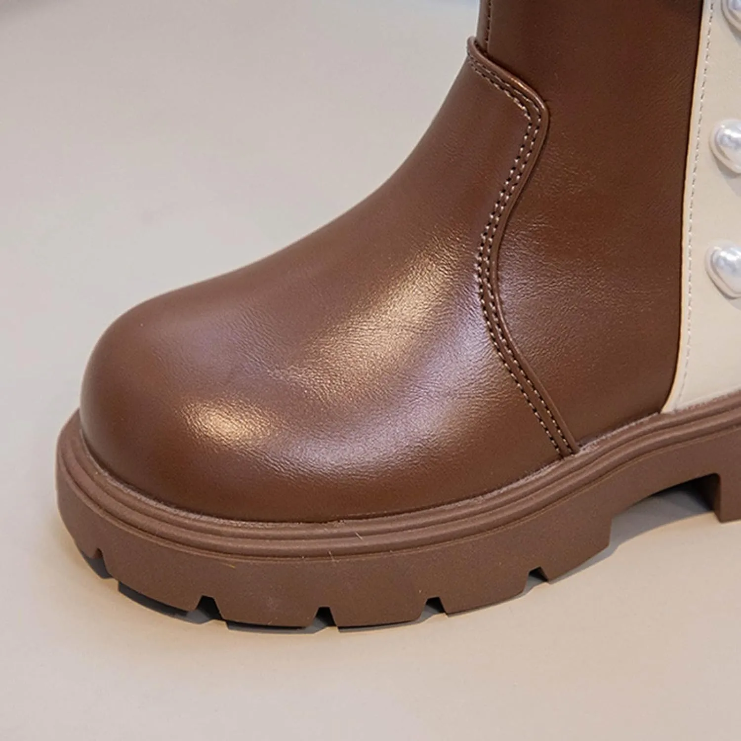 Girls Knee High Wateroof Winter Boots Pearl Butterfly Warm Lined Non Slip Riding Boot with Side Kids Snow Boots Kids