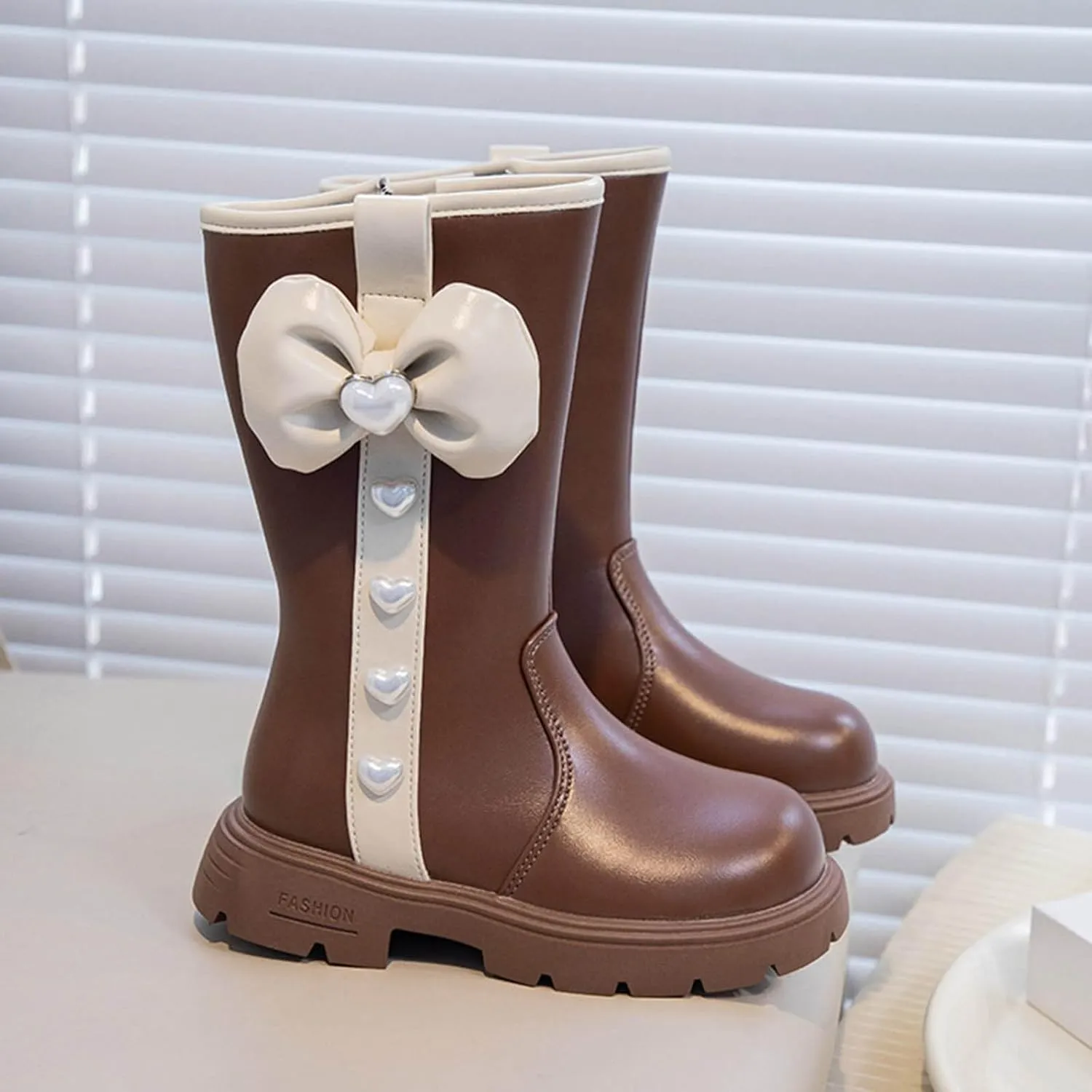 Girls Knee High Wateroof Winter Boots Pearl Butterfly Warm Lined Non Slip Riding Boot with Side Kids Snow Boots Kids