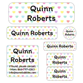 Hearts School Labels Pack