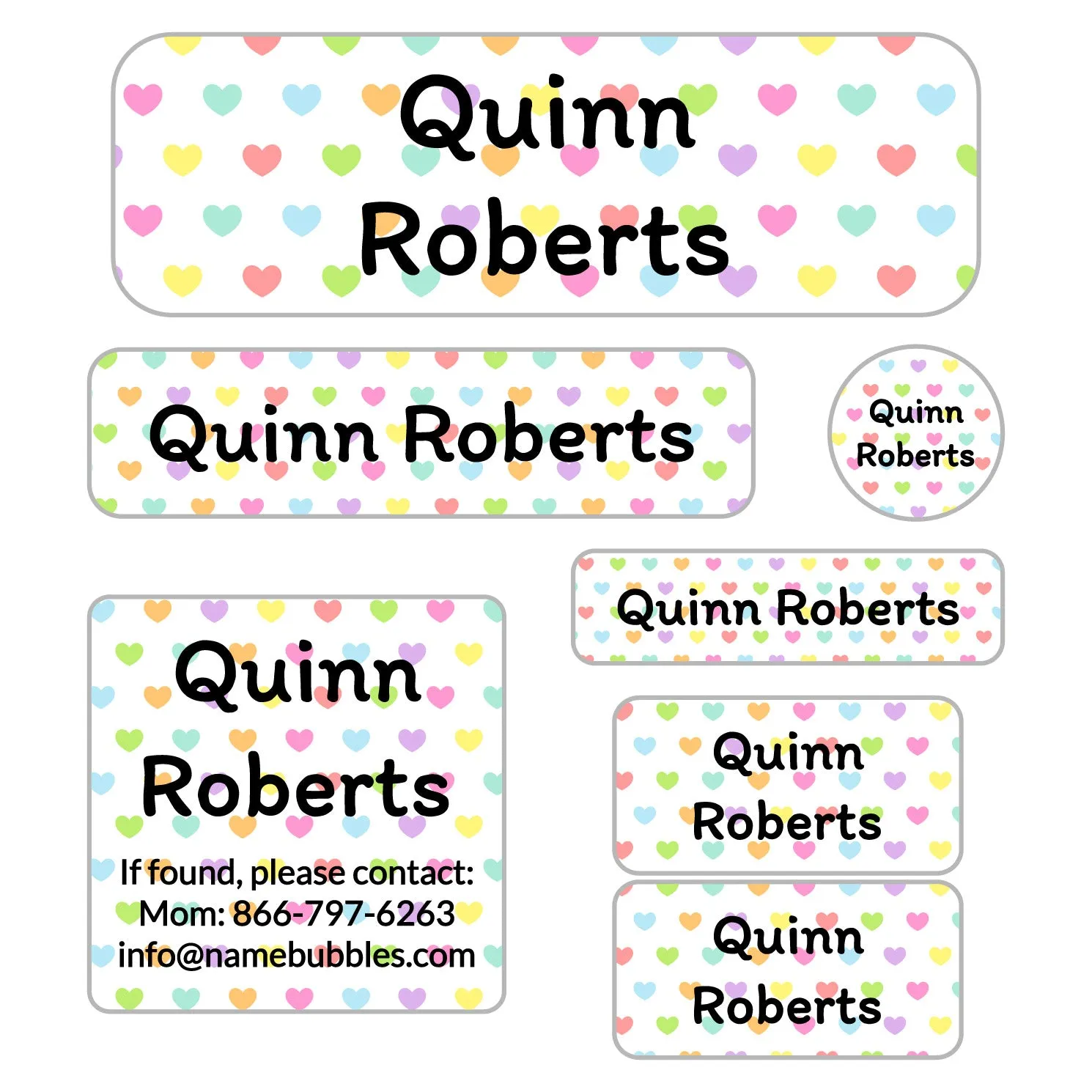 Hearts School Labels Pack