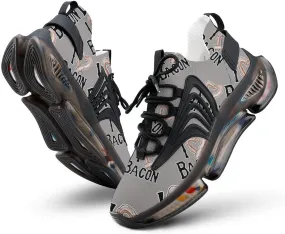 I Love Bacon Mens Running Shoes Lightweight Walking Tennis Shoes Soft Soled Elastic Cushion Basketball Shoes