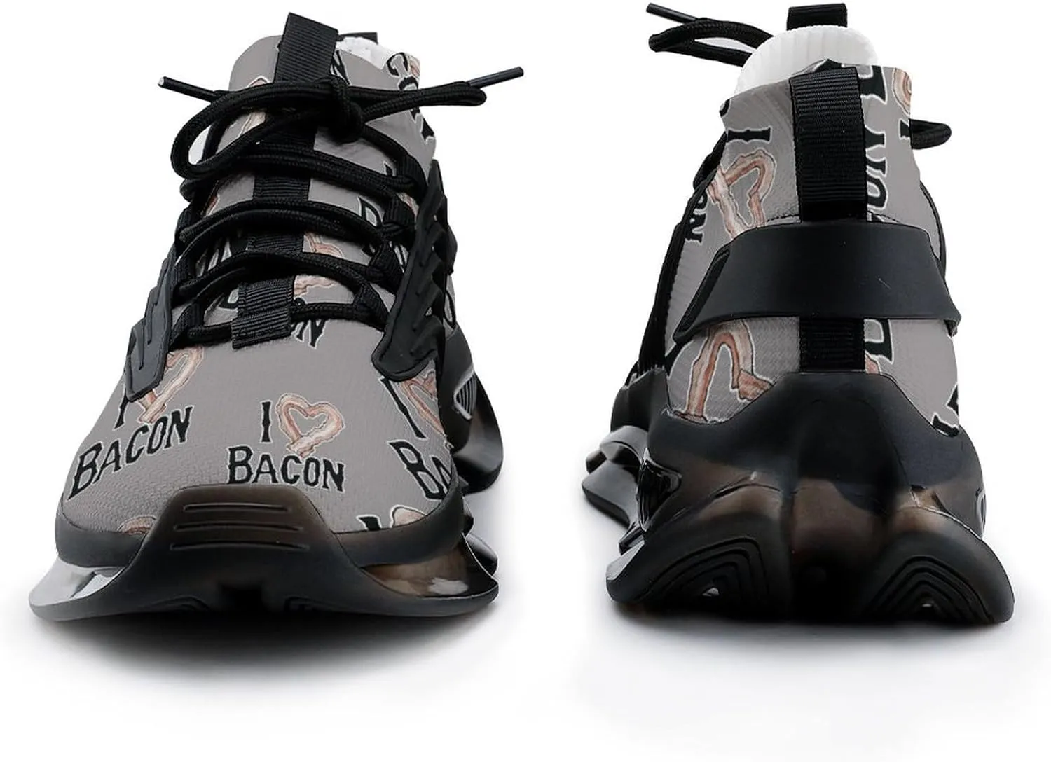 I Love Bacon Mens Running Shoes Lightweight Walking Tennis Shoes Soft Soled Elastic Cushion Basketball Shoes