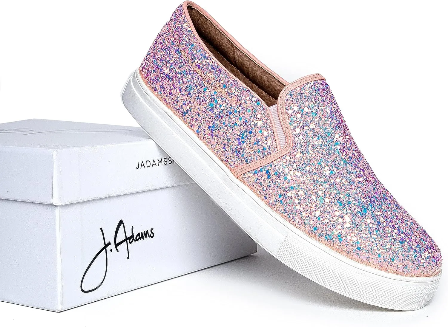 J. Adams Glimmer Sneakers for Women - Casual Glam Slip On Walking Shoes