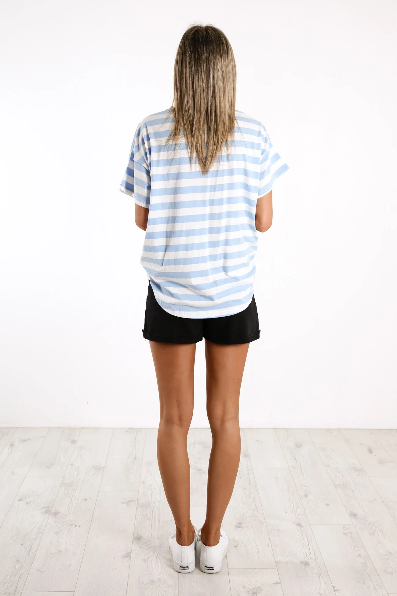 Joey Stripe Tee Capri Blue Stripe