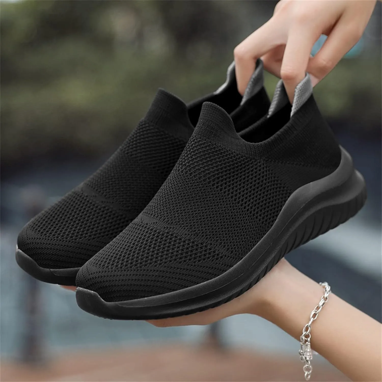 Men's Mesh Sneakers Womens Slip On Sneakers with Arch Support Shoes for Women Round Toe Slip On Casual Women Loafers Womens White Sneakers Wide Width