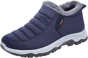 Men's Winter Slip On Snow Boots Warm Faux Fur Lined Cold Shoes Winter Boot Leather Outdoor Thermal Work Ankle