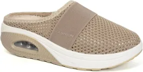 Mules for Women Breathable Mesh Walking Mules Sneakers Open Back Slip On Shoes Diabetic Air-Cushion Slip-On Walking Shoes Orthopedic Diabetic Slippers Closed Toe Slides Beach Sandals