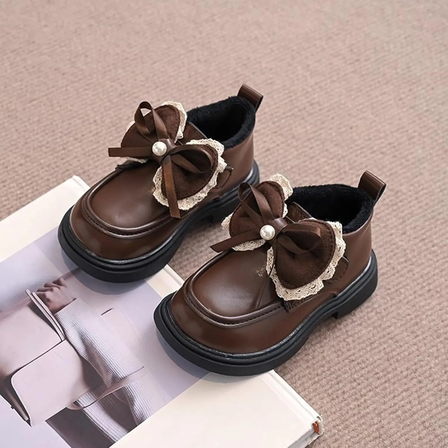 Toddler Girls Winter Cute Bowknot Furry Ankle Boots Furry Soft Thick Bottom Non Slip Water Toddler Girl Size 11 Boots