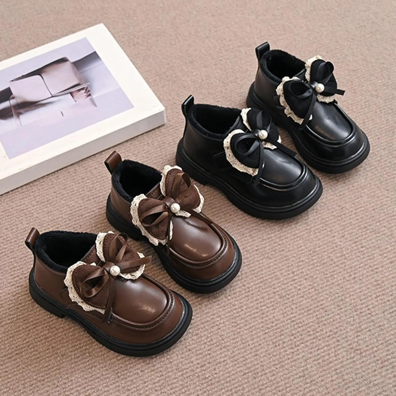 Toddler Girls Winter Cute Bowknot Furry Ankle Boots Furry Soft Thick Bottom Non Slip Water Toddler Girl Size 11 Boots