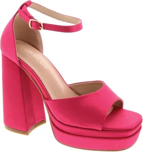 TOP Moda Women High Heels Chunky Block Platform Ankle Strap Open Square Toe Heels Sandals