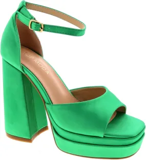 TOP Moda Women High Heels Chunky Block Platform Ankle Strap Open Square Toe Heels Sandals