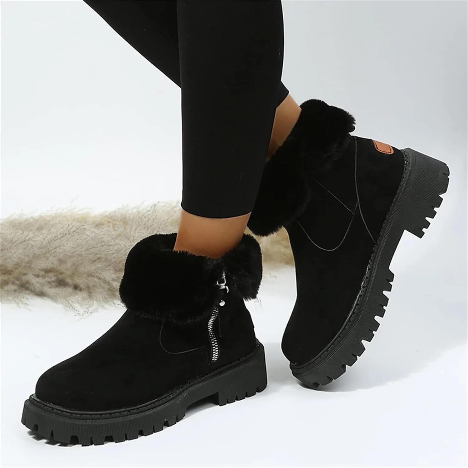 Trending Winter Boots For Women 2024 Warm Fur Lined Snow Boots Casual Fashion Fuzzy Loafers Shoes Ankle Booties