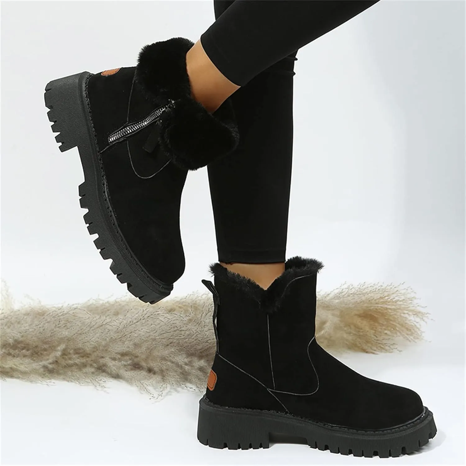 Trending Winter Boots For Women 2024 Warm Fur Lined Snow Boots Casual Fashion Fuzzy Loafers Shoes Ankle Booties