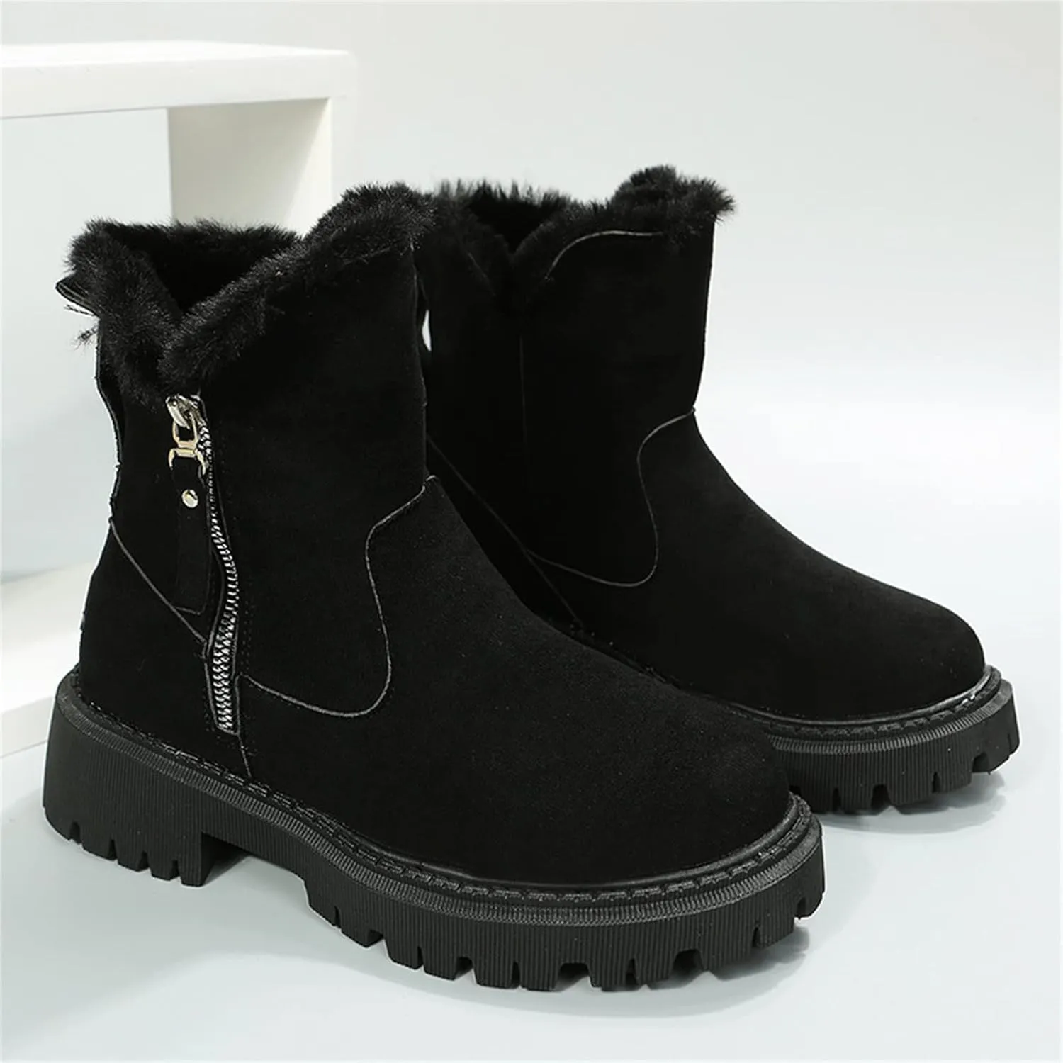Trending Winter Boots For Women 2024 Warm Fur Lined Snow Boots Casual Fashion Fuzzy Loafers Shoes Ankle Booties