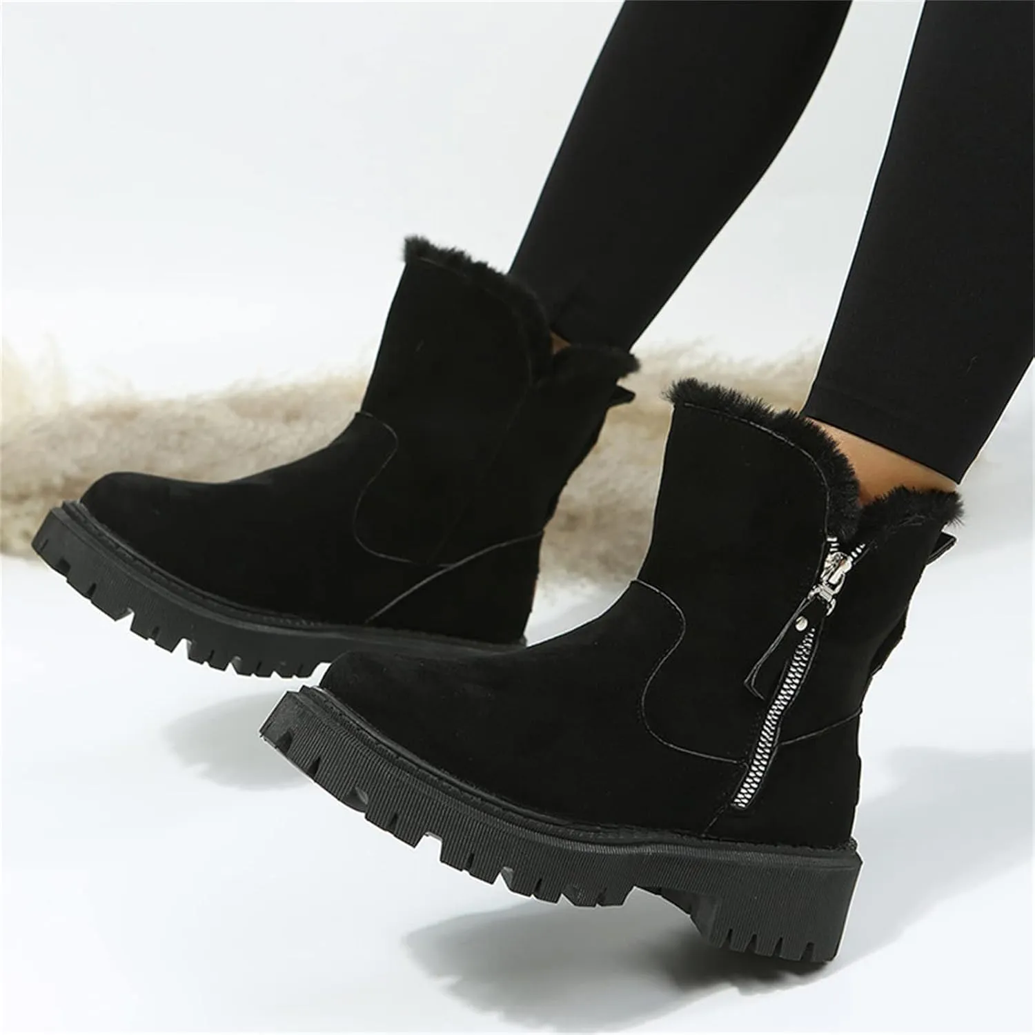 Trending Winter Boots For Women 2024 Warm Fur Lined Snow Boots Casual Fashion Fuzzy Loafers Shoes Ankle Booties