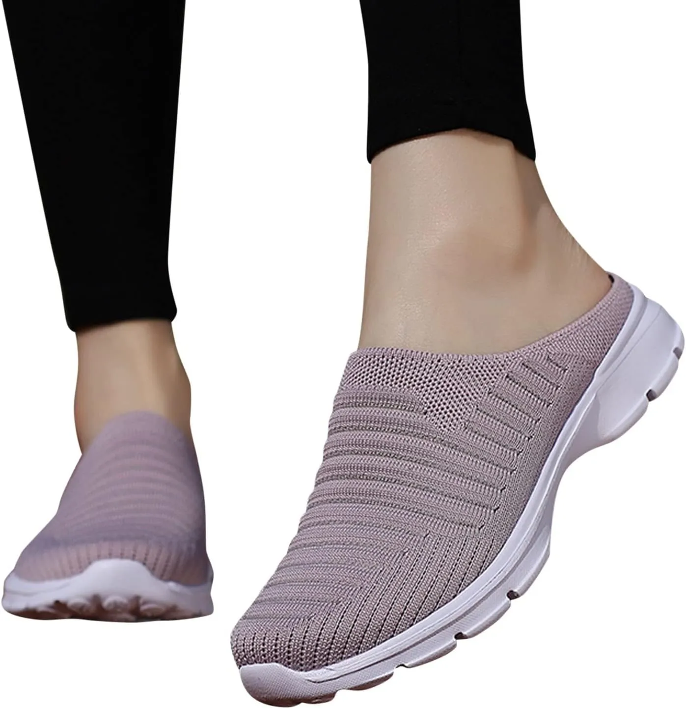 Women's Backless Walking Sneakers Summer Slip-on Slip On Shoes Women Loafers Black Casual Shoes High Top Sneakers Steel Toe Tennis Shoe Trainers Shoe