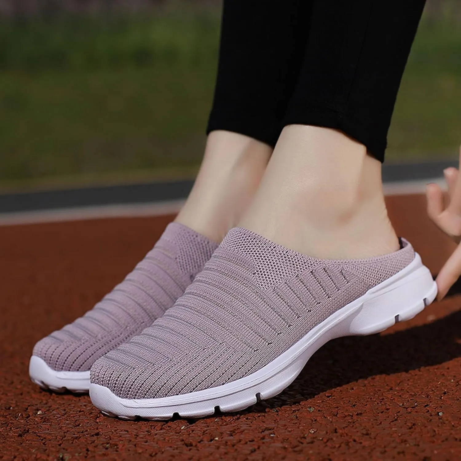 Women's Backless Walking Sneakers Summer Slip-on Slip On Shoes Women Loafers Black Casual Shoes High Top Sneakers Steel Toe Tennis Shoe Trainers Shoe