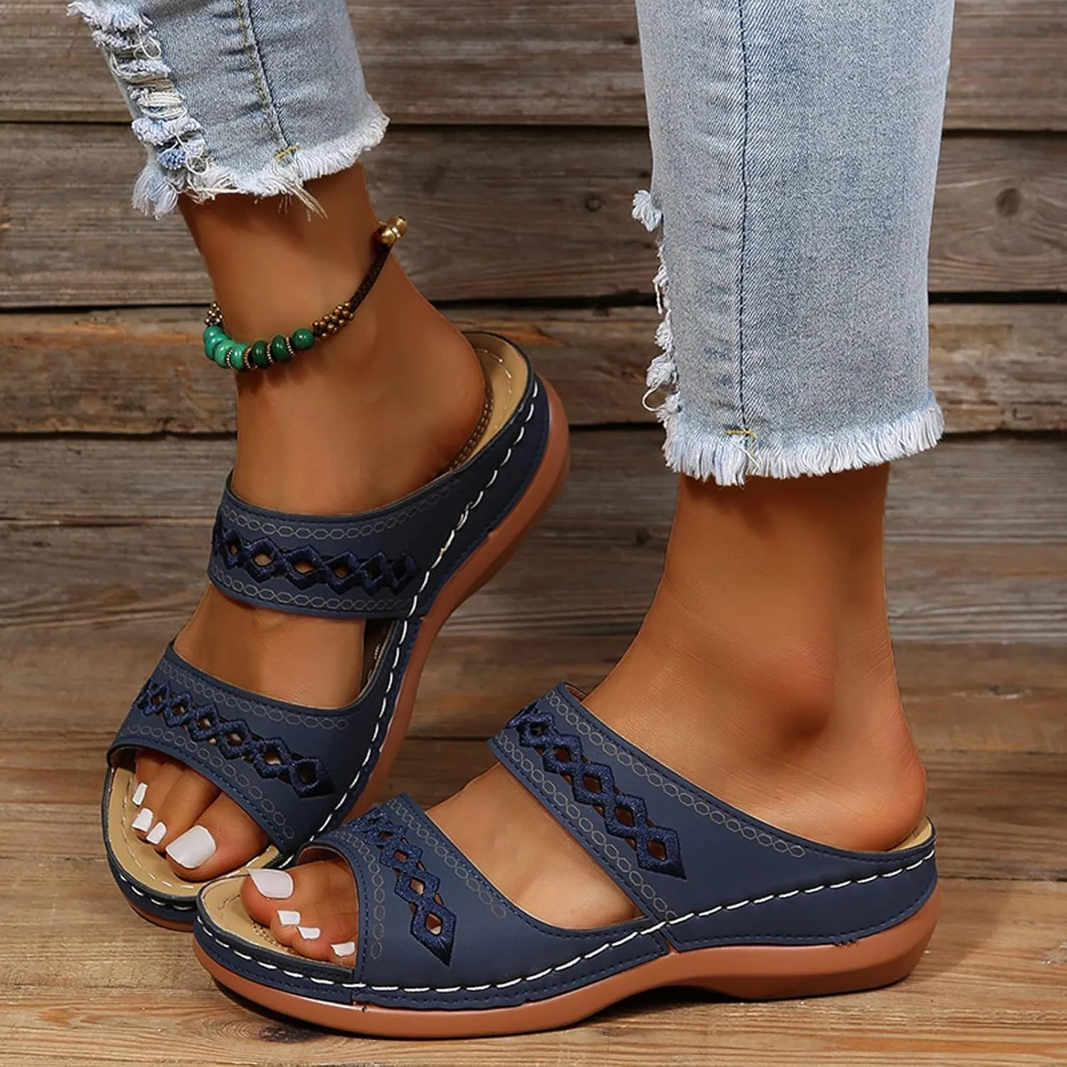 Womens Flip Flops Summer Dressy Wedge Sandals Orthopedic Platform Sandals Casual Comfortable Walking Shoes