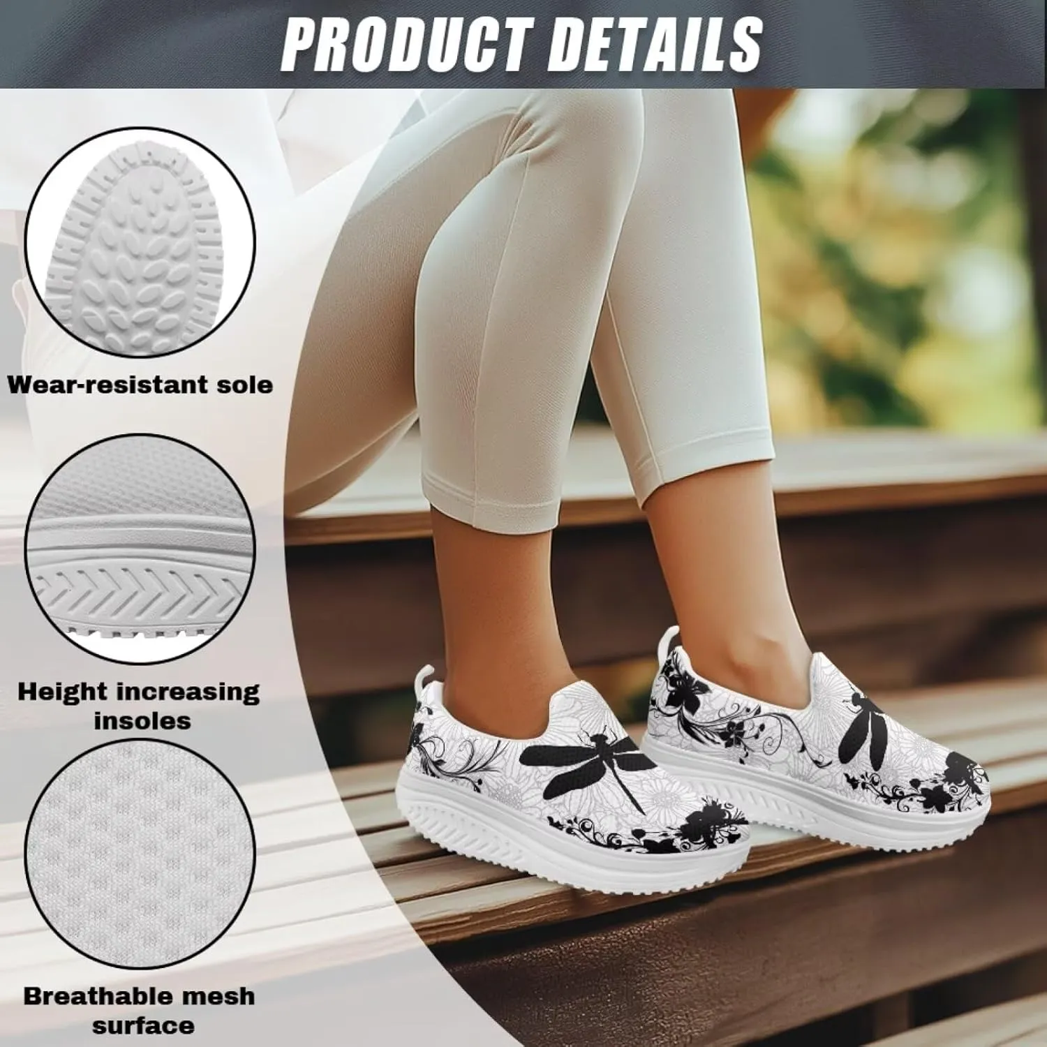 Womens Slip on Shoes Comfortable Slip Resistant Wedge Rocker Bottom Walking Lightweight Casual Sneakers