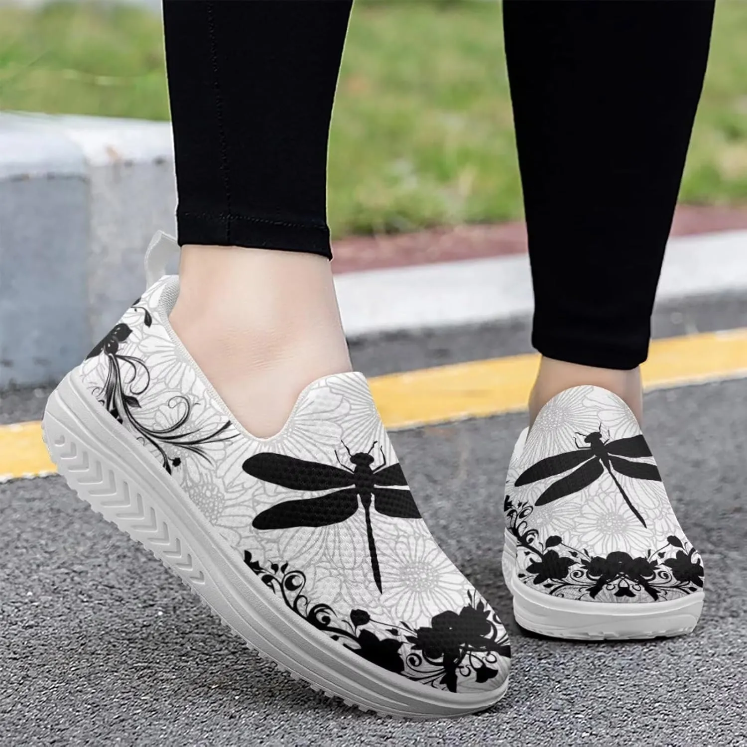 Womens Slip on Shoes Comfortable Slip Resistant Wedge Rocker Bottom Walking Lightweight Casual Sneakers