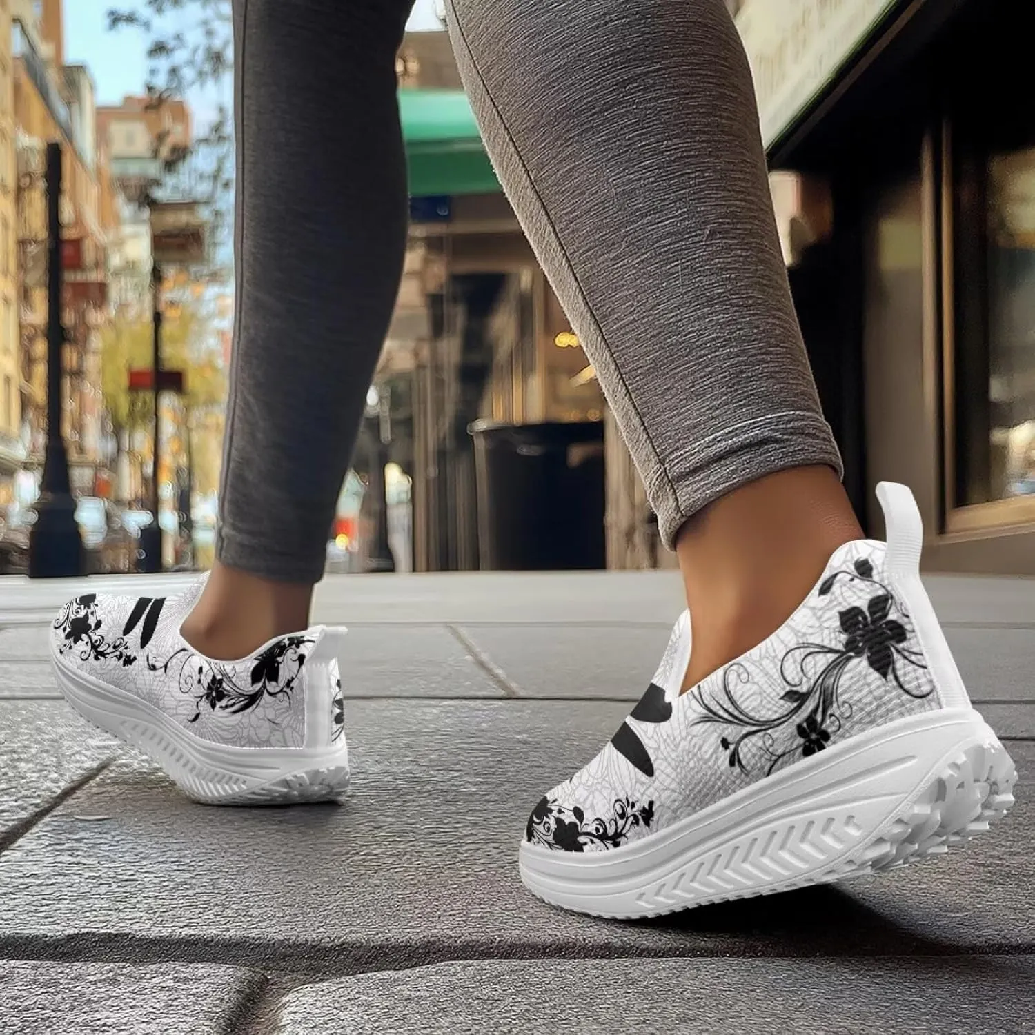 Womens Slip on Shoes Comfortable Slip Resistant Wedge Rocker Bottom Walking Lightweight Casual Sneakers