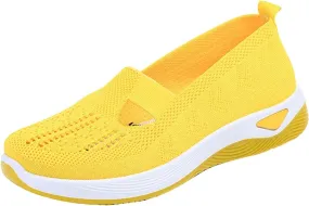 Women's Woven Orthopedic Breathable Soft Sole Tennis Shoes Men Mesh Casual Slip On Shoes Wedge Sneakers Black Tennis Shoe Loafers Casual Slip On