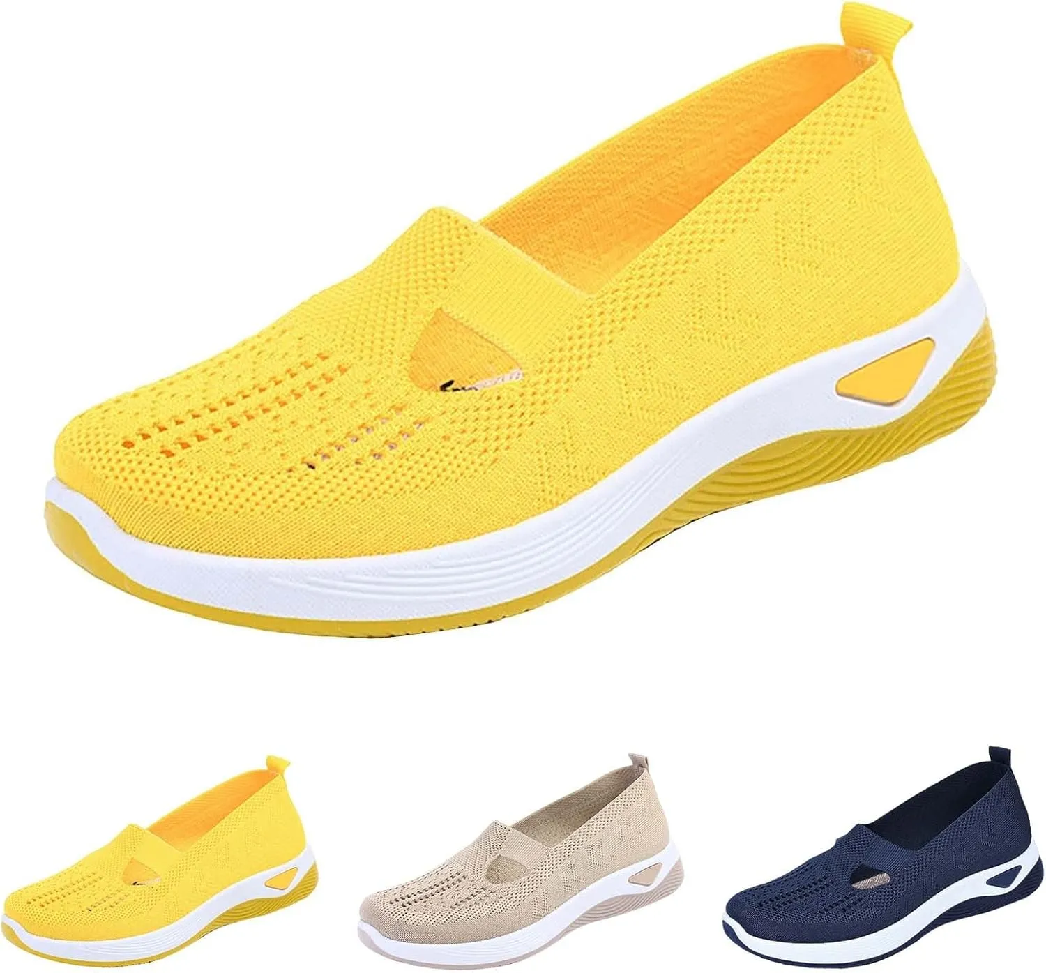 Women's Woven Orthopedic Breathable Soft Sole Tennis Shoes Men Mesh Casual Slip On Shoes Wedge Sneakers Black Tennis Shoe Loafers Casual Slip On