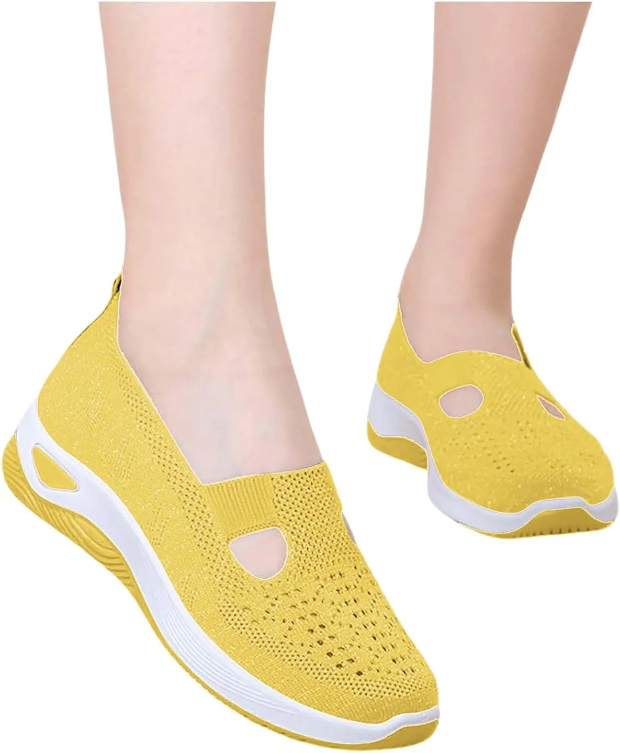 Women's Woven Orthopedic Breathable Soft Sole Tennis Shoes Men Mesh Casual Slip On Shoes Wedge Sneakers Black Tennis Shoe Loafers Casual Slip On
