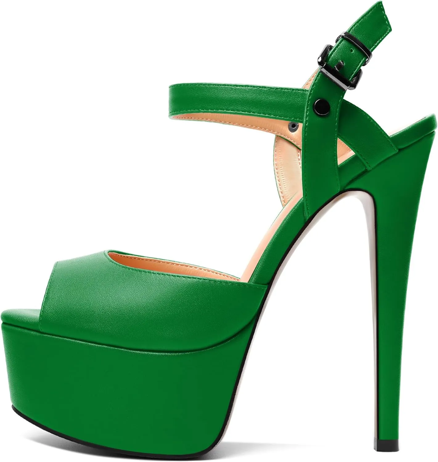 YODEKS Platform Heeled Sandals Peep Toe Stiletto High Heel Ankle Strap 6 Inch Comfortable Fashion Sexy Dress Shoes